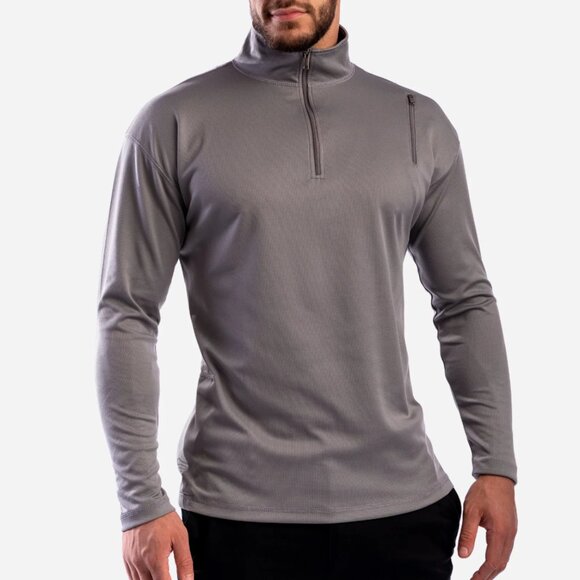 SCOTTeVest Lightweight Qzip Quater Zip Performance Pullover Sweater L Smoke Gray - Picture 1 of 13